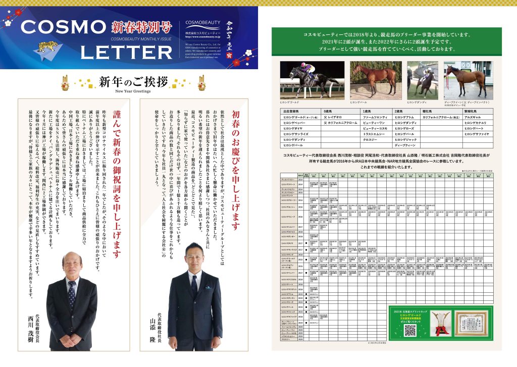 COSMO LETTER 【2022 New Year’s Special Issue】 Page1