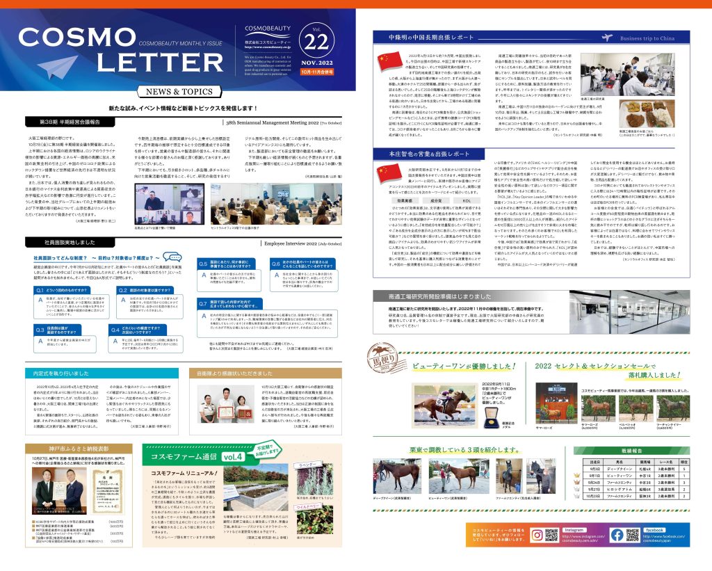 COSMO LETTER Vol.22 【Oct–Nov 2022 Combined Issue】 Page